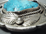 Magnificent Vintage Native American Navajo Kingman Turquoise Sterling Silver Buckle Old-Nativo Arts