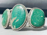 Huge Vintage Native American Navajo Green Turquoise Sterling Silver Bracelet-Nativo Arts