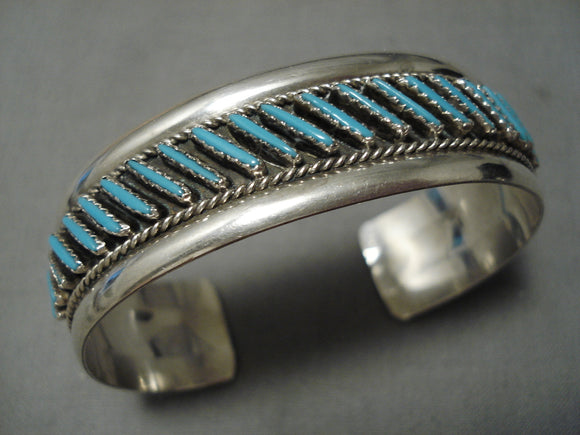 Amazing Vintage Native American Zuni Navajo Turquoise Sterling Silver Bracelet Old-Nativo Arts