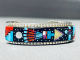 Outer Space Inlay Cosmic Native American Navajo Kachina Turquoise Sterling Silver Bracelet-Nativo Arts