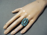 Signed Vintage Navajo Native American Turquoise Cluster Sterling Silver Ring-Nativo Arts