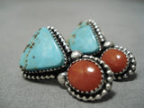 Important Jeanette Dale Native American Navajo Royston Turquoise Sterling Silver Earrings-Nativo Arts