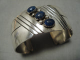 Superior Vintage Native American Navajo Hand Wrought Sterling Silver Lapis Bracelet Old-Nativo Arts