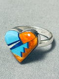Be My Valentine Native American Navajo Turquoise Spiny Oyster Sterling Silver Heart Ring-Nativo Arts