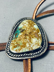 One Of The Most Unique Vintage Native American Navajo #8 Turquoise Sterling Silver Bolo Tie-Nativo Arts