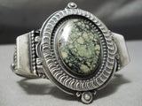 Thick Heavy Vintage Native American Navajo Green Spiderweb Turquoise Sterling Silver Bracelet-Nativo Arts