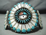 One Of The Most Intricate Vintage Native American Zuni Turquoise Sterling Silver Bracelet-Nativo Arts