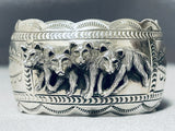 Wolfpack Native American Navajo Sterling Silver Highly Detailed Bracelet Cuff-Nativo Arts