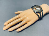Sleepy Bear Vintage Native American Navajo Inlay Sterling Silver Bracelet Cuff-Nativo Arts
