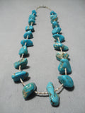 Amazing Vintage Native American Navajo Nugget Turquoise Sterling Silver Necklace Old-Nativo Arts