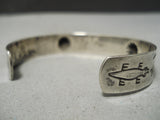 Early 1900's Vintage Native American Navajo Whilring Logs Sterling Silver Bracelet-Nativo Arts