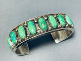 Drop Dead Gorgeous Vintage Native American Navajo Green Turquoise Sterling Silver Bracelet-Nativo Arts
