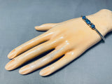 Signed Vintage Native American Navajo Lapis Sterling Silver Bracelet-Nativo Arts