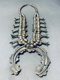 Rare Turquoise Vintage Native American Navajo Sterling Silver Squash Blossom Necklace-Nativo Arts