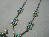 Exquisite Vintage Native American Zuni Snake Eyes Turquoise Sterling Silver Necklace-Nativo Arts