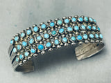 Very Old Vintage Native American Zuni Turquoise Eye Sterling Silver Bracelet-Nativo Arts