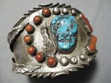 One Of The Best Huge Vintage Native American Navajo Turquoise Sterling Silver Bracelet Old-Nativo Arts