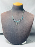 Impressive Vintage Native American Zuni Turquoise Sterling Silver Necklace Signed-Nativo Arts
