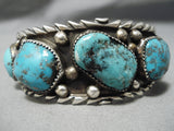 Superlative Vintage Native American Navajo Pilot Mountain Turquoise Sterling Silver Bracelet-Nativo Arts