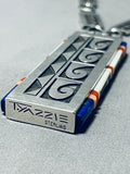 Timmy Yazzie Important Vintage Native American Navajo Side Inlay Sterling Silver Necklace-Nativo Arts