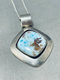 Cute Vintage Native American Navajo Sky Blue Turquoise Sterling Silver Necklace-Nativo Arts