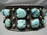 Huge And Heavy!! Vintage Native American Navajo Spiderweb Turquoise Sterling Silver Bracelet Old-Nativo Arts