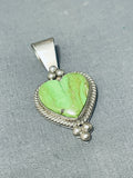 Charming Vintage Native American Navajo Gaspeite Sterling Silver Heart Pendant-Nativo Arts