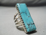 Towering Signed San Felipe Turquoise Sterling Silver Ring-Nativo Arts