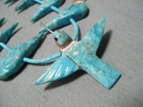 One Of The Best Vintage Santo Domingo Native American Navajo Turquoise Hummingbord Necklace-Nativo Arts