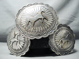 Best Biggest Vintage Native American Navajo Horse Sterling Silver Concho Belt Old-Nativo Arts