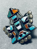 Very Early Rare Vintage Native American Zuni Turquoise Sterling Silver Earrings-Nativo Arts