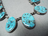 Unforgettable Signed Vintage Native American Navajo Morenci Turquoise Sterling Silver Necklace-Nativo Arts