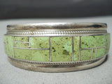 One Of The Best Vintage Native American Zuni Gaspeite Sterling Silver Bracelet Cuff-Nativo Arts