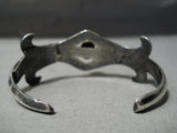 Earlier Vintage Native American Navajo Spiderweb Turquoise Sterling Silver Thorn Bracelet Old-Nativo Arts