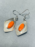 Two Sided Rare Vintage Native American Navajo Spiny Oyster Jet Sterling Silver Earrings-Nativo Arts