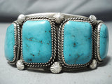 Incredible Vintage Native American Navajo Pilot Mountain Turquoise Sterling Silver Bracelet Old-Nativo Arts
