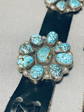 Best Vintage Native American Navajo Spiderweb Turquoise Chunk Sterling Silver Concho Belt-Nativo Arts