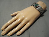 Striking Vintage Native American Navajo Cerrillos Turquoise Sterling Silver Bracelet-Nativo Arts