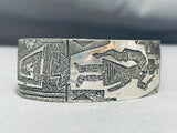 Symbolic Native American Navajo Kachina Dancer Sterling Silver Hand Tooled Bracelet Cuff-Nativo Arts