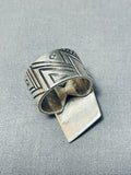 One Of The Best Most Intricate Vintage Native American Navajo Lapis Sterling Silver Ring-Nativo Arts