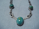 Astonishing Vintage Native American Navajo Damale Turquoise Sterling Silver Necklace Old-Nativo Arts