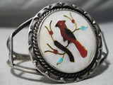 Wonderful Vintage Native American Zuni Mother Of Pearl Sterling Silver Bracelet Old-Nativo Arts