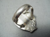Amazing Vintage Native American Navajo Blue Gem Turquoise Sterling Silver Ring Old-Nativo Arts