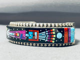 One Of The Most Intricate Native American Navajo Turquoise Kachina Sterling Silver Bracelet-Nativo Arts