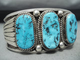 Expressive Vintage Native American Navajo Sleeping Beauty Turquoise Sterling Silver Bracelet-Nativo Arts