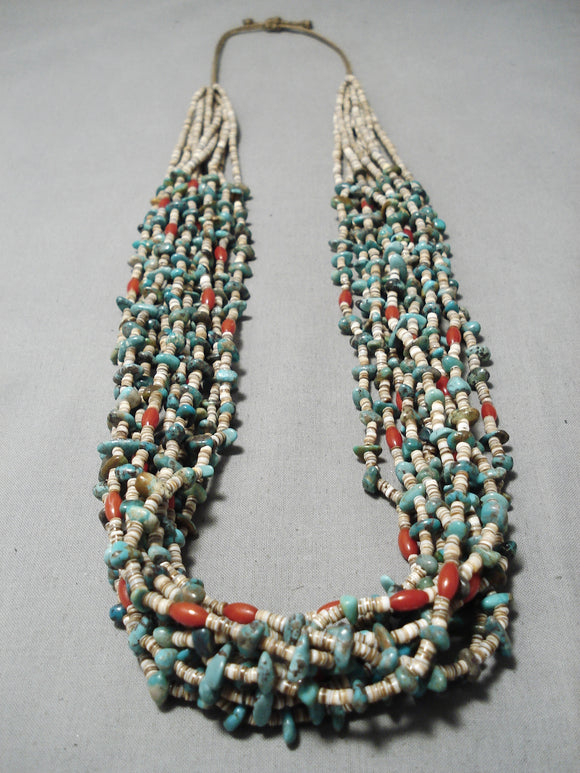 Important Navajo Rye Whitegoat Turquoise Coral Heishi Native American ...