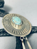 Astounding Vintage Native American Navajo Spiderweb Turquoise Sterling Silver Bolo Signed-Nativo Arts