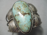 Opulent Vintage Native American Navajo Royston Turquoise Flank Sterling Silver Bracelet Old-Nativo Arts
