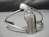 Unique Men's Vintage Native American Navajo Holster Sterling Silver Bracelet Old-Nativo Arts