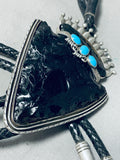 Authentic 154 Grams Vintage Native American Navajo Turquoise Arrowhead Sterling Silver Bolo Tie-Nativo Arts